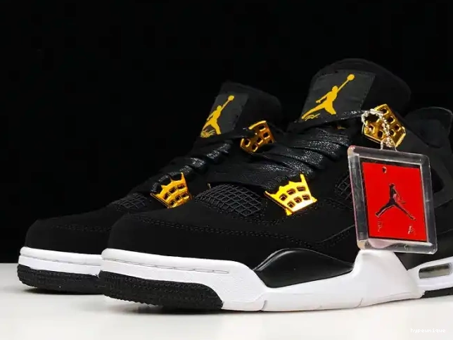 HYPE 308497-032 Black Royalty Jordan Metallic Air 4 Gold-White 0604